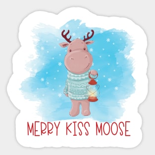 Merry Kiss Moose Sticker